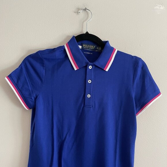 Ralph Lauren Polo Golf Women XS Royal Blue/Pink/White Tailored Fit S/S Polo NWT - Picture 4 of 12